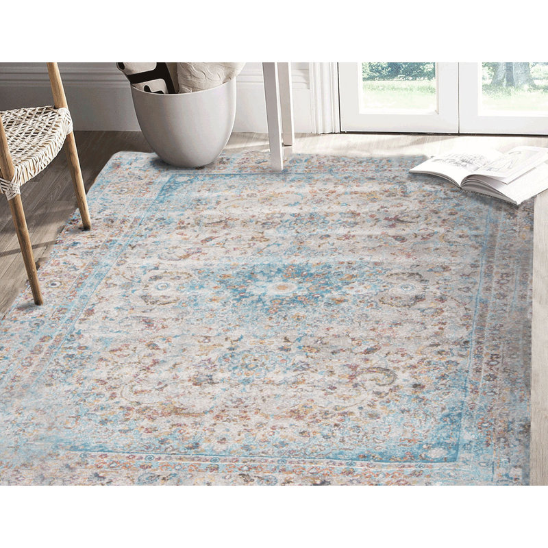Bungalow Rose Toufik Oriental Light Blue Area Rug Wayfair.ca